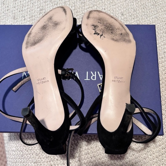 STUART WEITZMAN BLACK SUEDE LEXIE SANDAL 8.5 - Picture 4 of 5